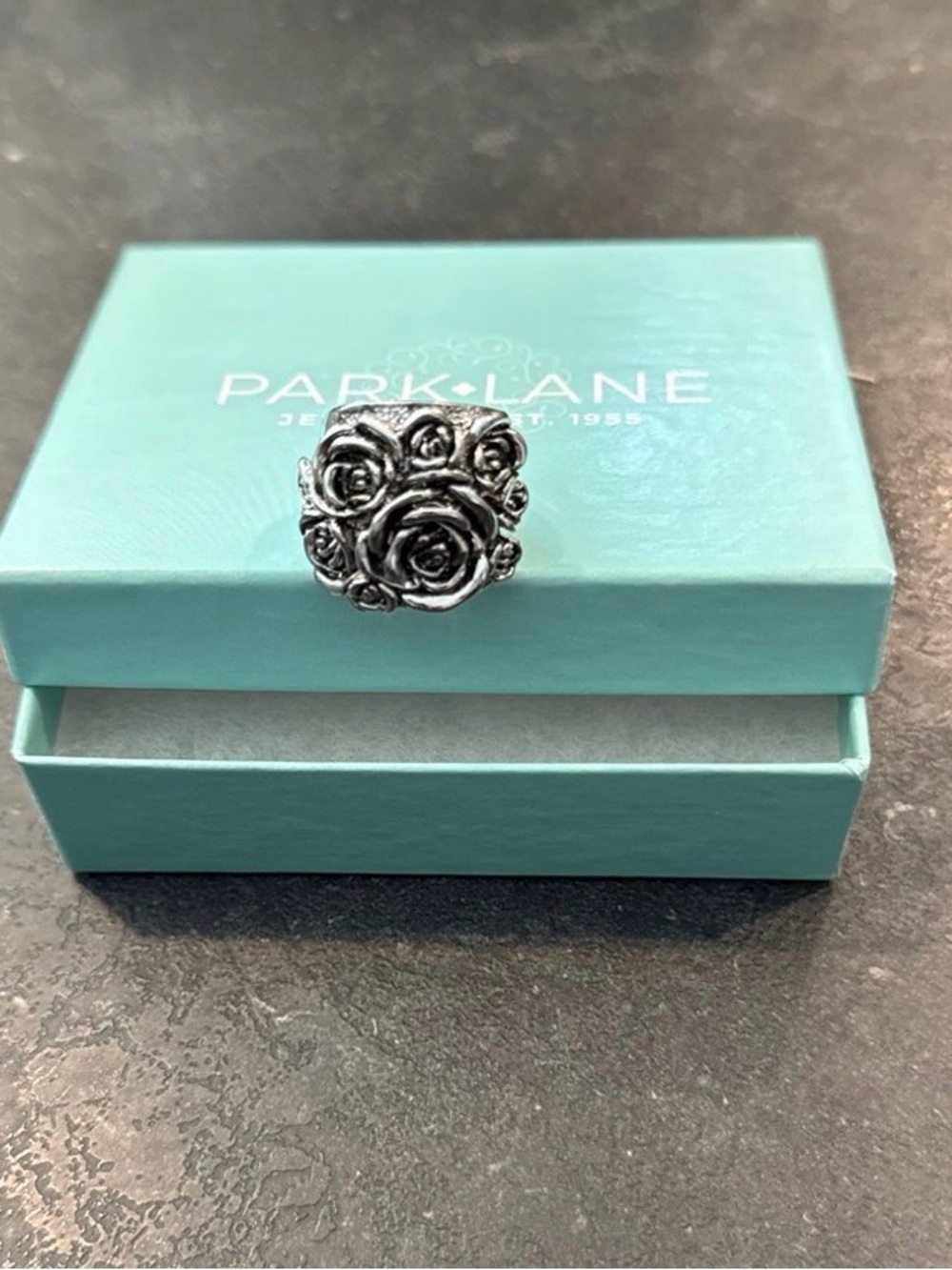 Park Lane Silver Floral Rose Cluster Cocktail Ring